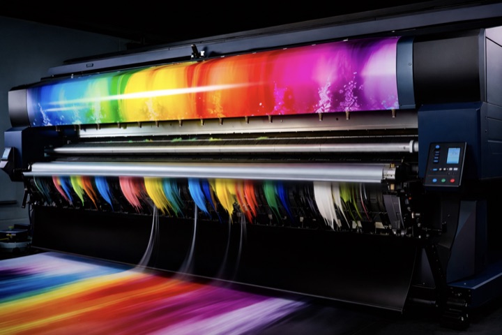 A large banner produced on a wide format printer