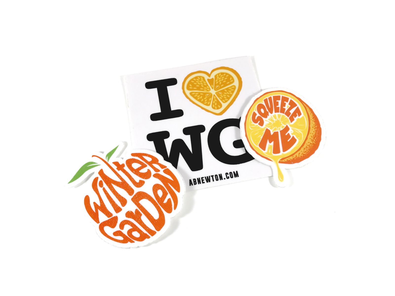 Die-cut stickers for a Winter Garden shop