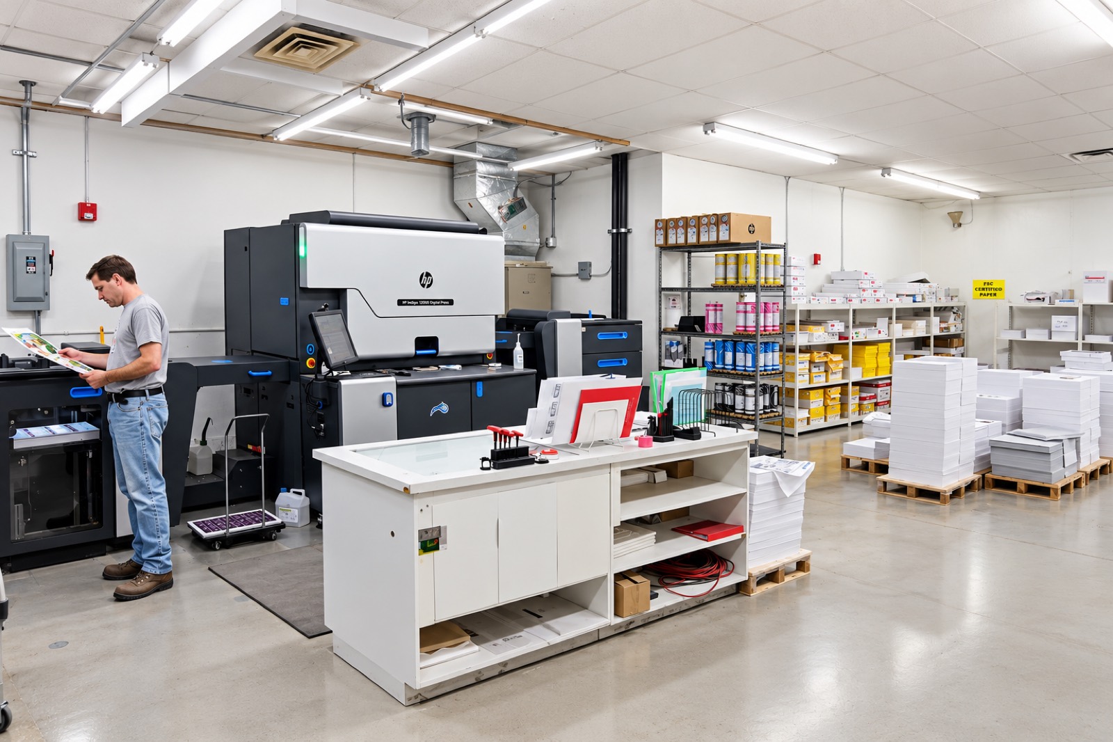 An HP Indigo 7900 digital press on the plant floor