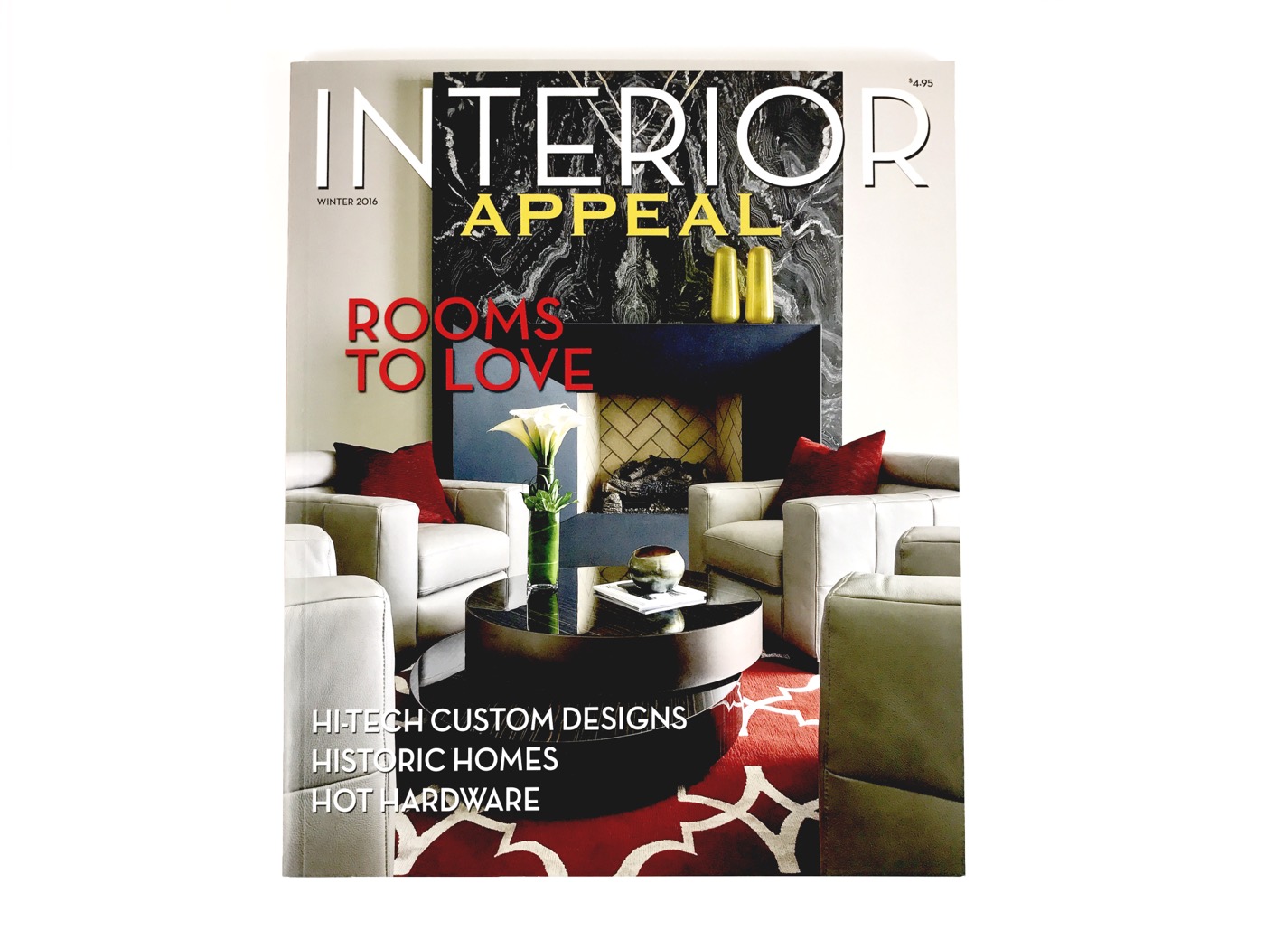 A perfect-bound interior design magazine