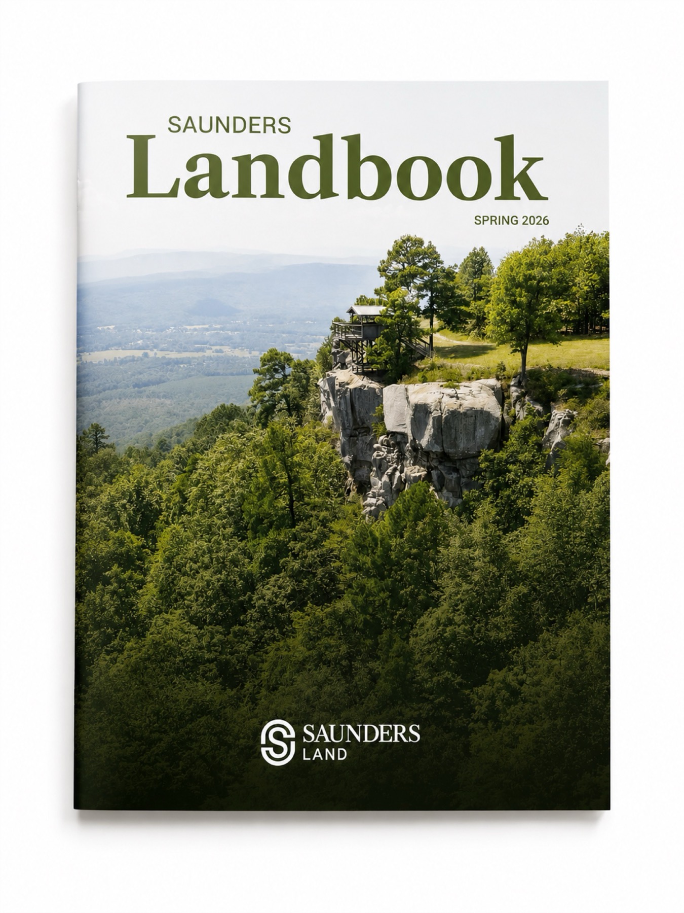 A perfect-bound brochure with a landscape cover