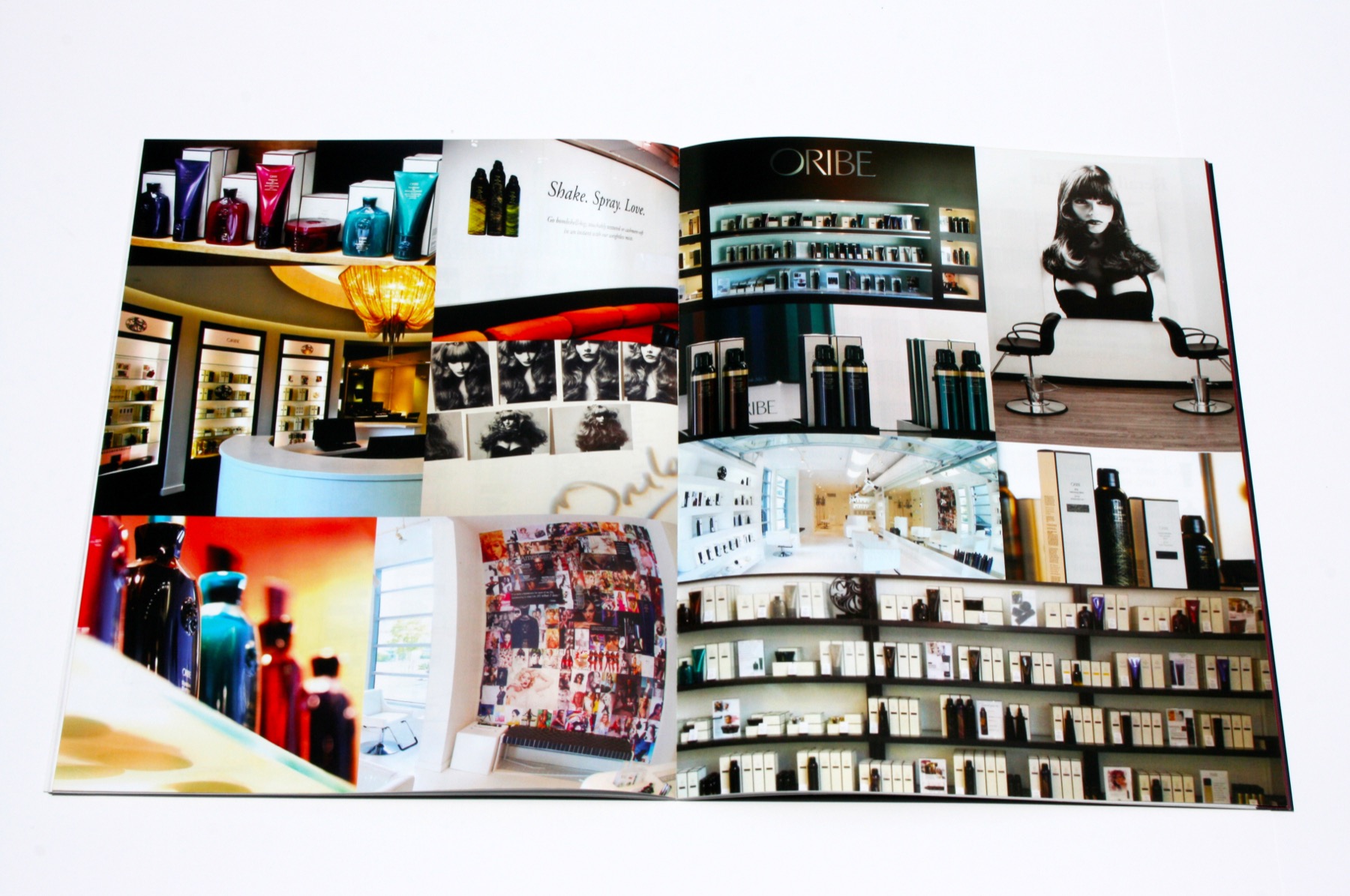 A brochure spread for a hair care brand, printed in our plant