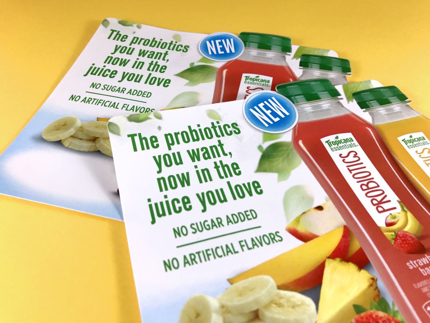 Full color cards for a juice launch