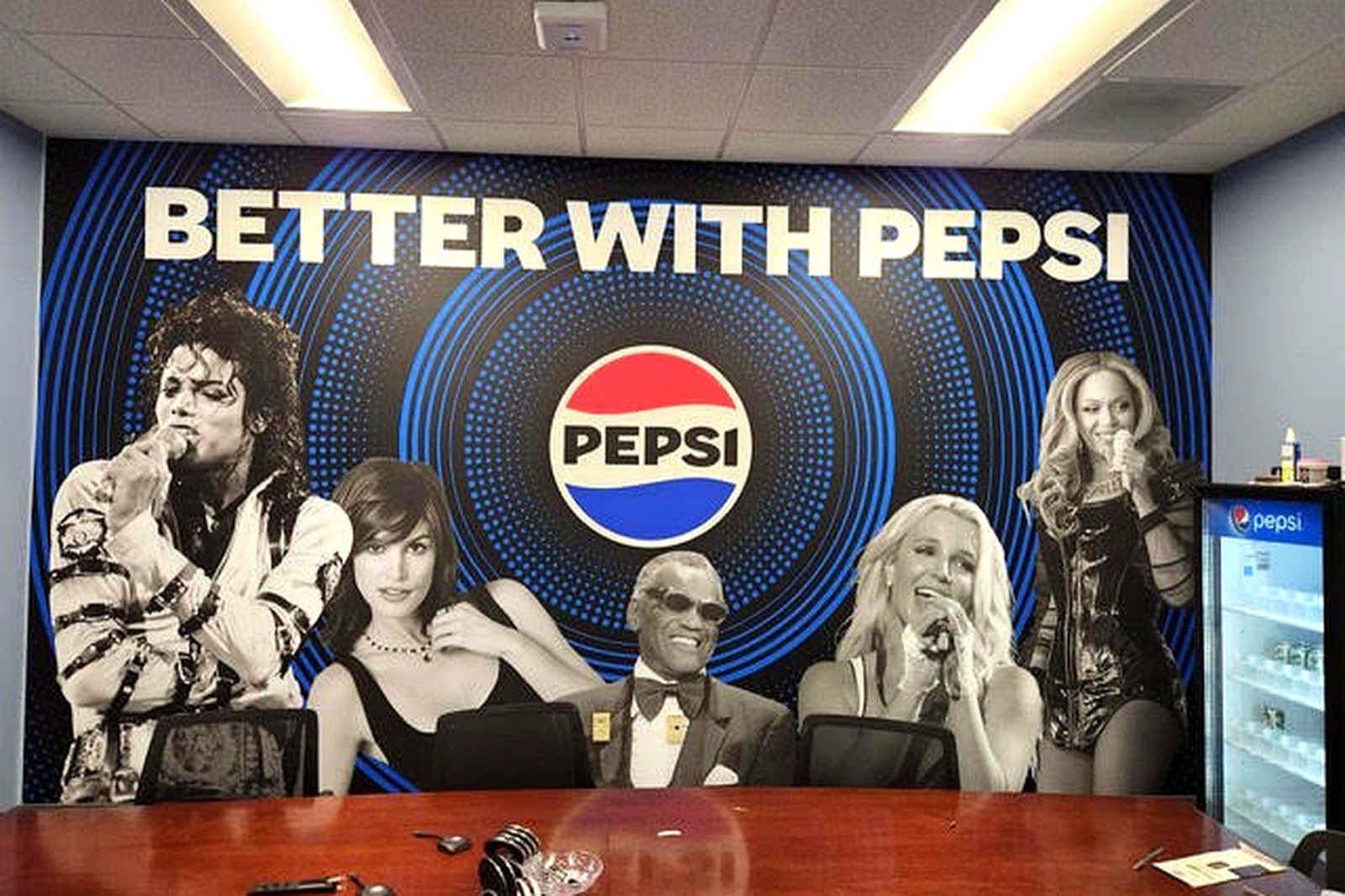 A Better With Pepsi wall mural covering a meeting room wall